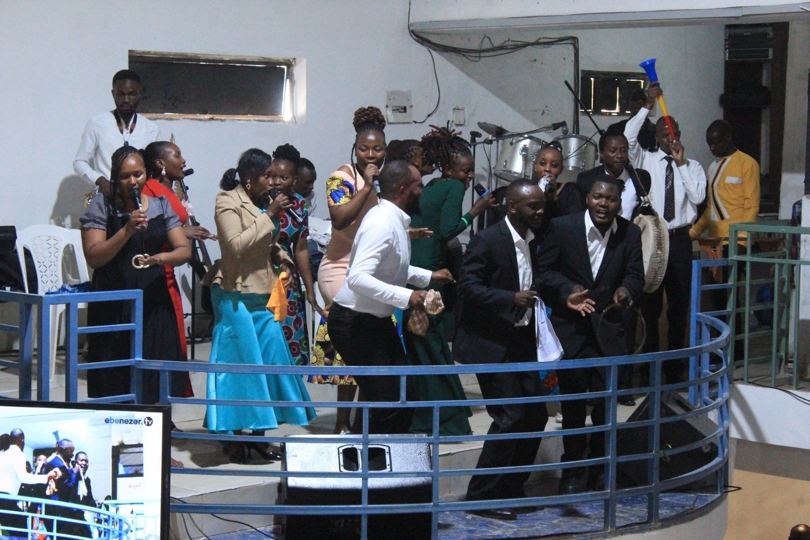 Ebenezer TV television studio with broadcasting equipment and spiritual atmosphere for ministry outreach